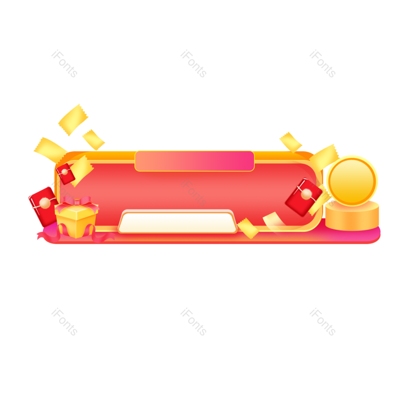 618图片,边框素材元素,红色标题PNG,插画边框免抠素材